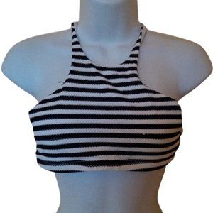 BARBIE CORE VITAMIN A  Black White Striped Bikini Swim Suit Top Fits XS